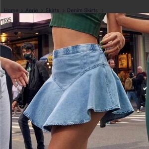 Aerie Stylish Blue Denim Skirt